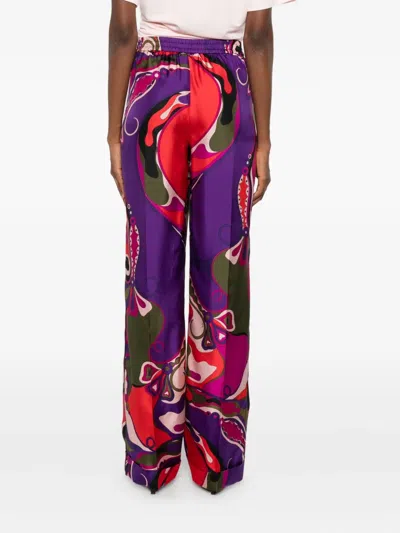 Pucci Printed Trousers With Elastic Waistband And Pockets In Multi