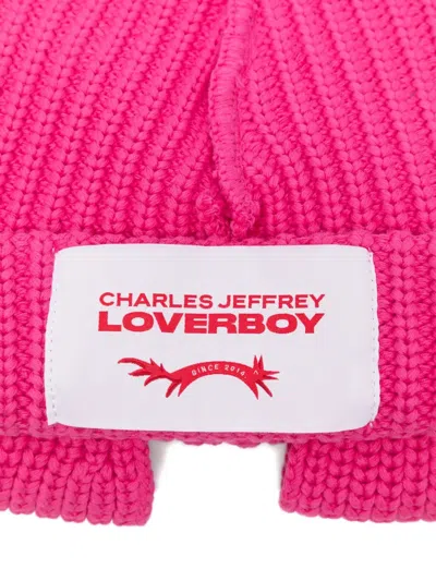 Charles Jeffrey Loverboy Pink Chunky Rabbit Beanie In Red