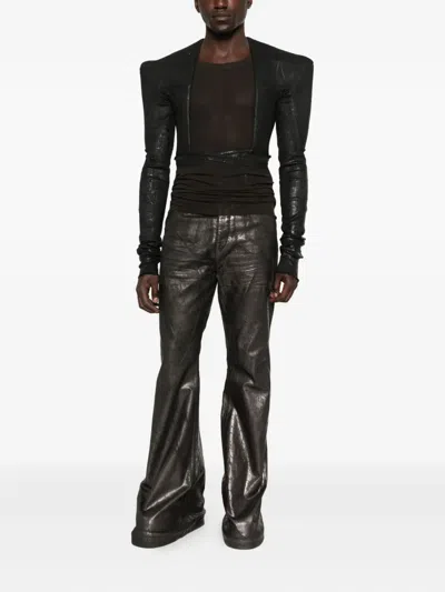 Rick Owens Drkshdw Crackled-effect Flared Jeans In Brown