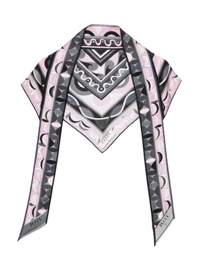 Pucci Printed Silk Twill Triangle Scarf In Multi