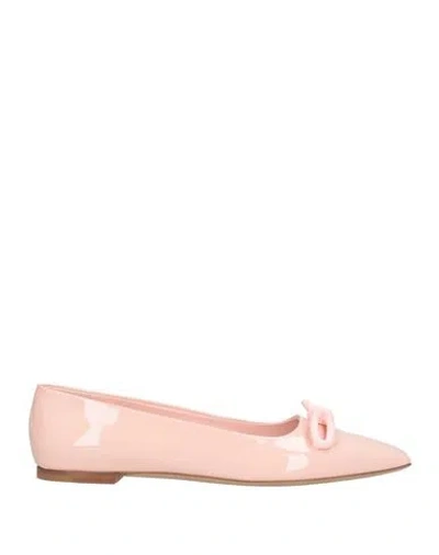 Ferragamo Woman Ballet Flat With Asymmetric Bow In Pink