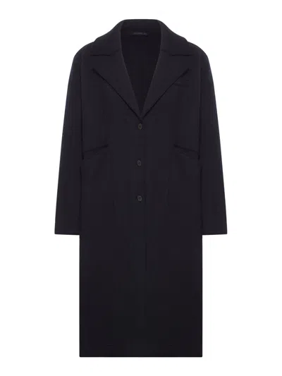 Transit Long Single-breasted Wool Coat In Black