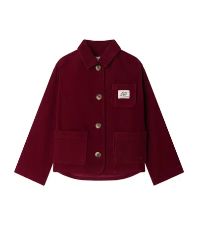 Bonpoint Corduroy Edith Jacket With Embroidered Cherry In Purple