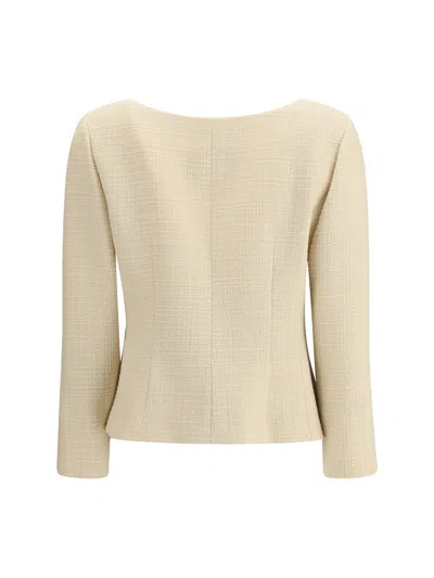Valentino Wool Crepe Jacket With Applied Bow In Nude
