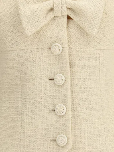 Valentino Wool Crepe Jacket With Applied Bow In Nude