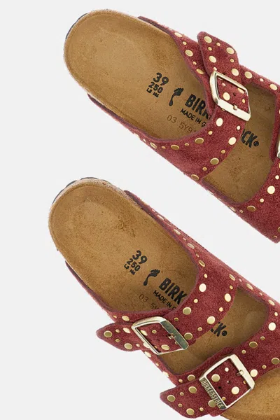 Birkenstock Studded Double-buckle Sandals In Red