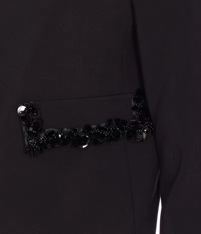 Twinset Cropped Tailored Jacket With Decorative Embellishments In Black