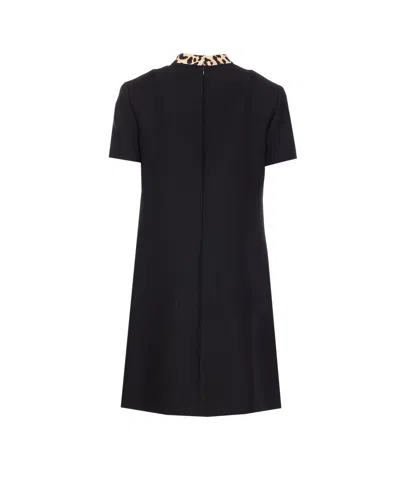 Valentino Black Crepe Couture Dress With Animal-print Bow
