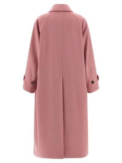 Alberto Biani Wool Coat With Notched Collar And Raglan Sleeves In Pink