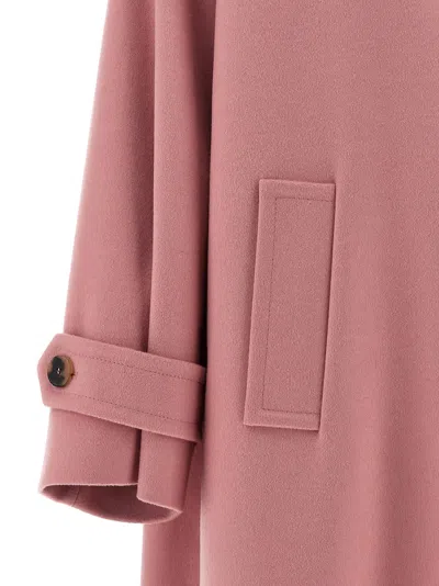 Alberto Biani Wool Coat With Notched Collar And Raglan Sleeves In Pink