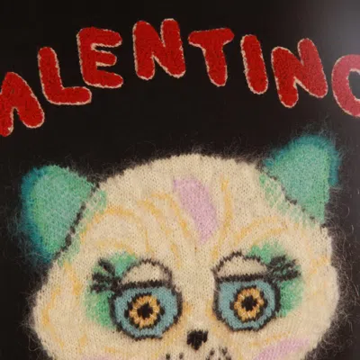 Valentino Cat Motif Wool Sleeveless Vest In Multi