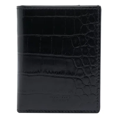 Tom Ford Black Croc-embossed Leather Cardholder In Black
