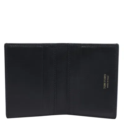 Tom Ford Black Croc-embossed Leather Cardholder In Black