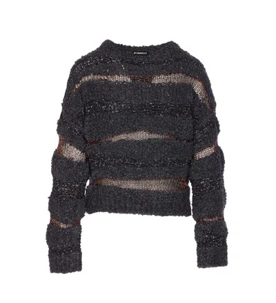 Pinko Crew Neck Knitted Long Sleeves Sweater In Gray