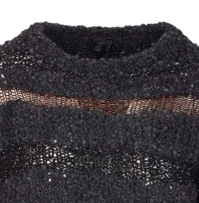 Pinko Crew Neck Knitted Long Sleeves Sweater In Gray