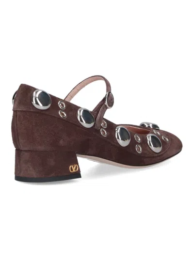 Valentino Stylish Block Heel Round Toe Pumps In Brown