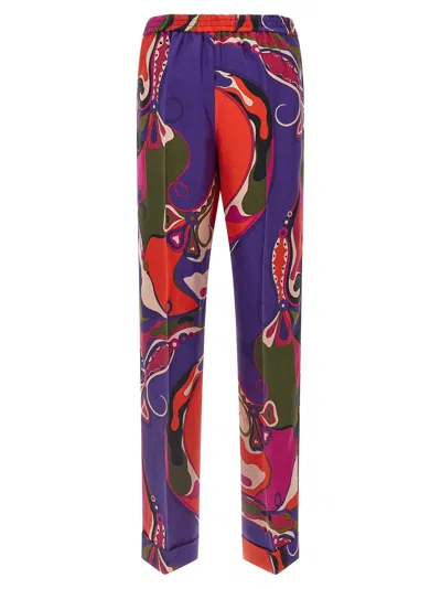 Pucci Printed Trousers With Elastic Waistband And Pockets In Multi