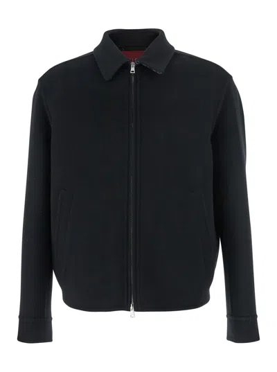 Gucci Men Black Jacket With Classic Collar And Web Motif On The Waist In Cotton Man In Gray