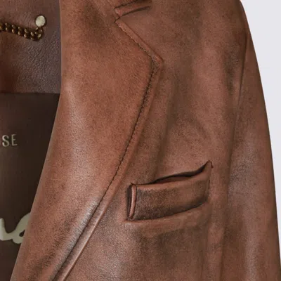 Golden Goose Tailored Blazer With Notch Lapel And Pockets In Brown