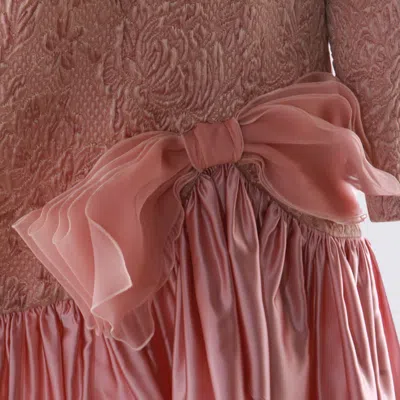 Valentino Long Sleeve Dress Ruffled Hem In Pink