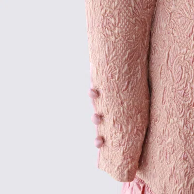 Valentino Long Sleeve Dress Ruffled Hem In Pink