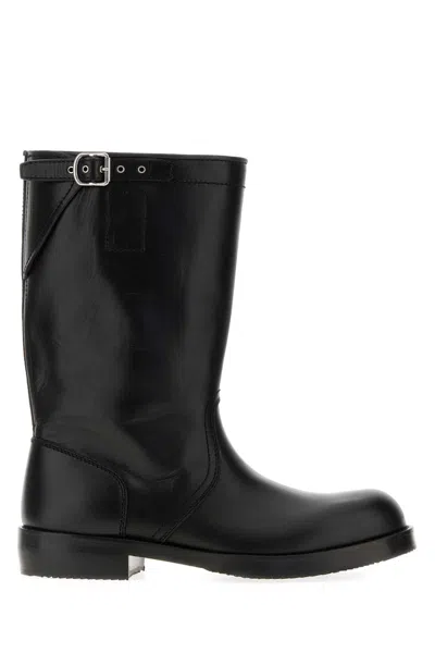 Dries Van Noten Round Toe Short Boots In Black