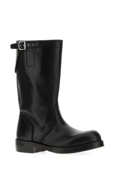 Dries Van Noten Round Toe Short Boots In Black