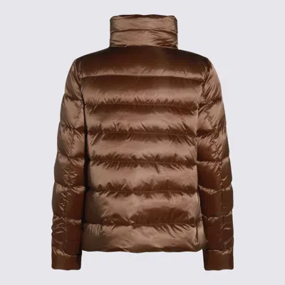Moorer Insulated Jackets With High Collar And Pockets In Brown