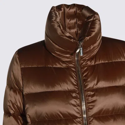 Moorer Insulated Jackets With High Collar And Pockets In Brown