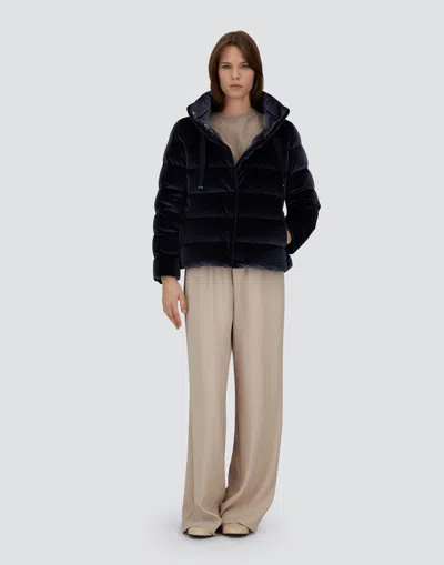 Herno Women Cotton Chenille-effect Down Jacket In Blue