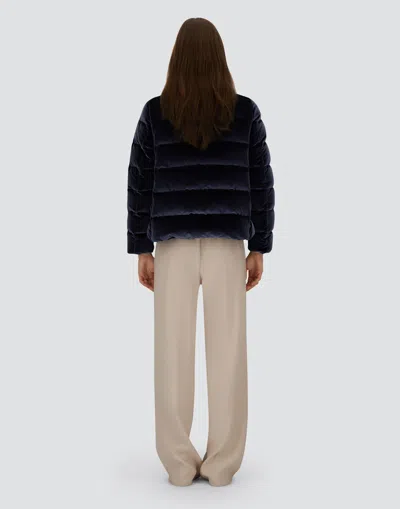 Herno Women Cotton Chenille-effect Down Jacket In Blue