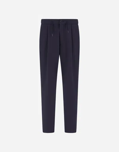 Herno Light Comfort Stretch Woven Trousers In Blue