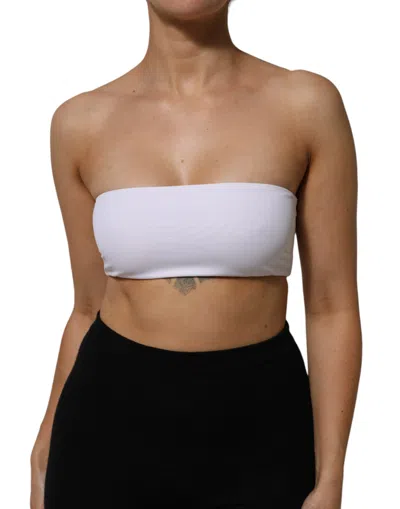 Dolce & Gabbana White Nylon Blend Bandeau Strapless Tube Top In White