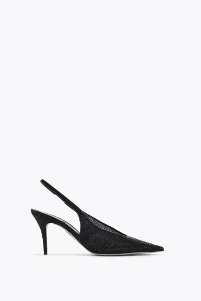 René Caovilla Textured Slingback Pump Pointed Toe In Black