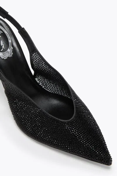 René Caovilla Textured Slingback Pump Pointed Toe In Black