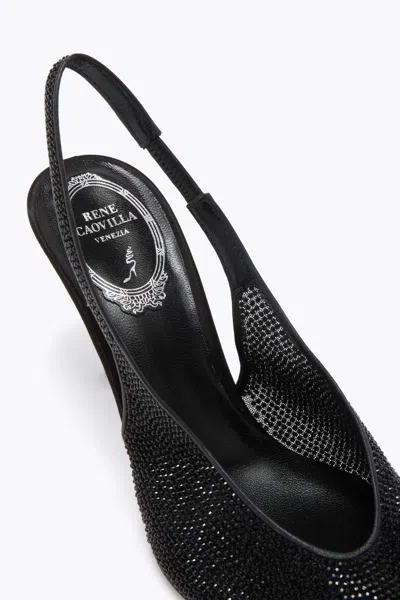 René Caovilla Textured Slingback Pump Pointed Toe In Black