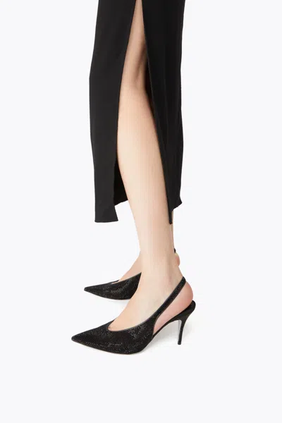 René Caovilla Textured Slingback Pump Pointed Toe In Black