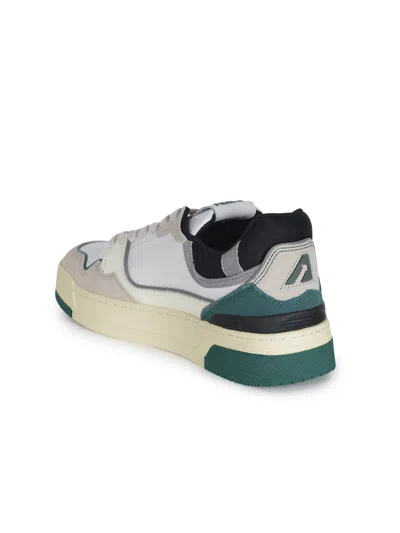 Autry Suede And Mesh Sneakers With Contrast Heel And Logo Accents In Multi