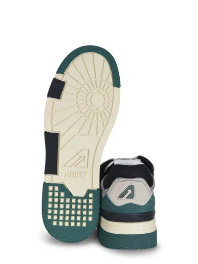 Autry Suede And Mesh Sneakers With Contrast Heel And Logo Accents In Multi