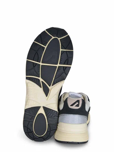 Autry Black Suede And Mesh Sneakers With Cream Cushioned Sole In Black