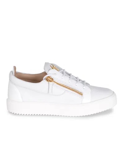 Giuseppe Zanotti Glossy Leather Sneakers In White