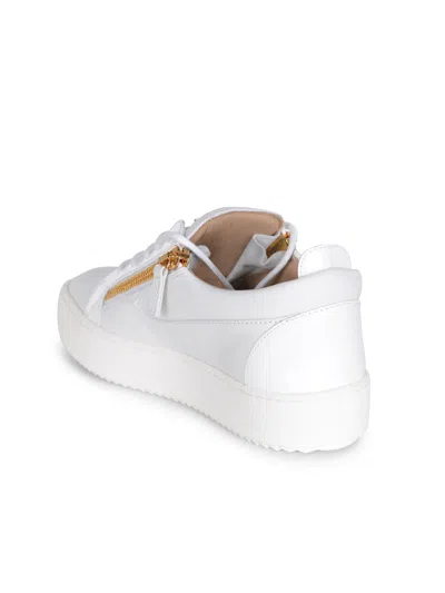 Giuseppe Zanotti Glossy Leather Sneakers In White