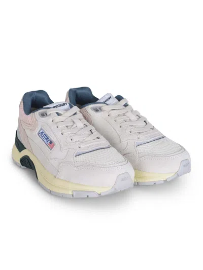 Autry Hyperway Low Panelled Suede Sneakers In White