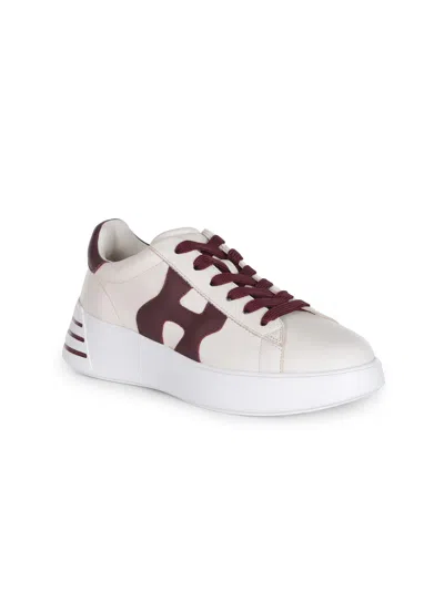 Hogan Rebel Leather Platform Sneakers In White