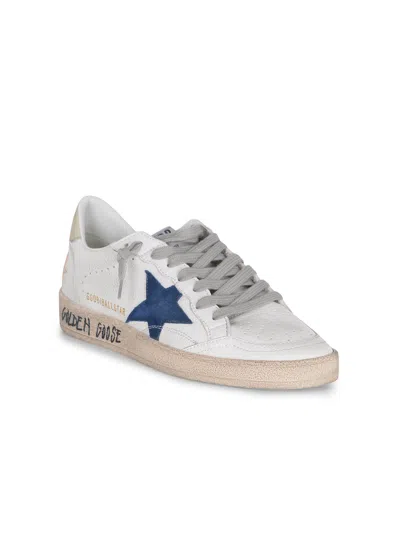 Golden Goose Ballstar Nappa Upper Toe And Spur Suede Star Leather Heel Sneakers Beige In White