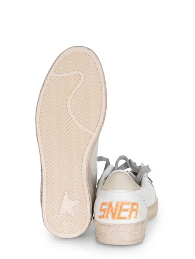 Golden Goose Ballstar Nappa Upper Toe And Spur Suede Star Leather Heel Sneakers Beige In White