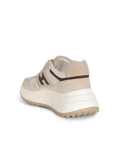 Hogan Hi-fi Suede And Mesh Sneakers In Neutral