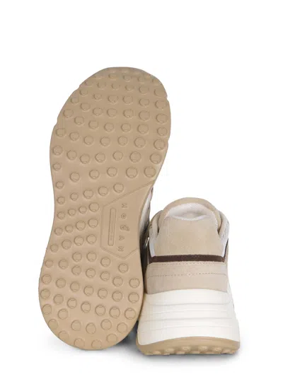 Hogan Hi-fi Suede And Mesh Sneakers In Neutral
