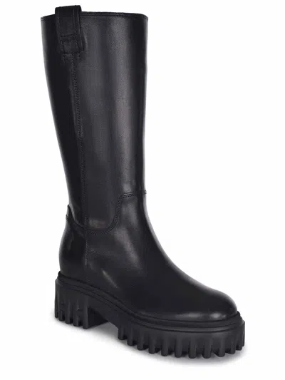Hogan Knee-high Boots With Chunky Sole And Pull Tab In Black