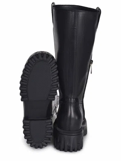 Hogan Knee-high Boots With Chunky Sole And Pull Tab In Black